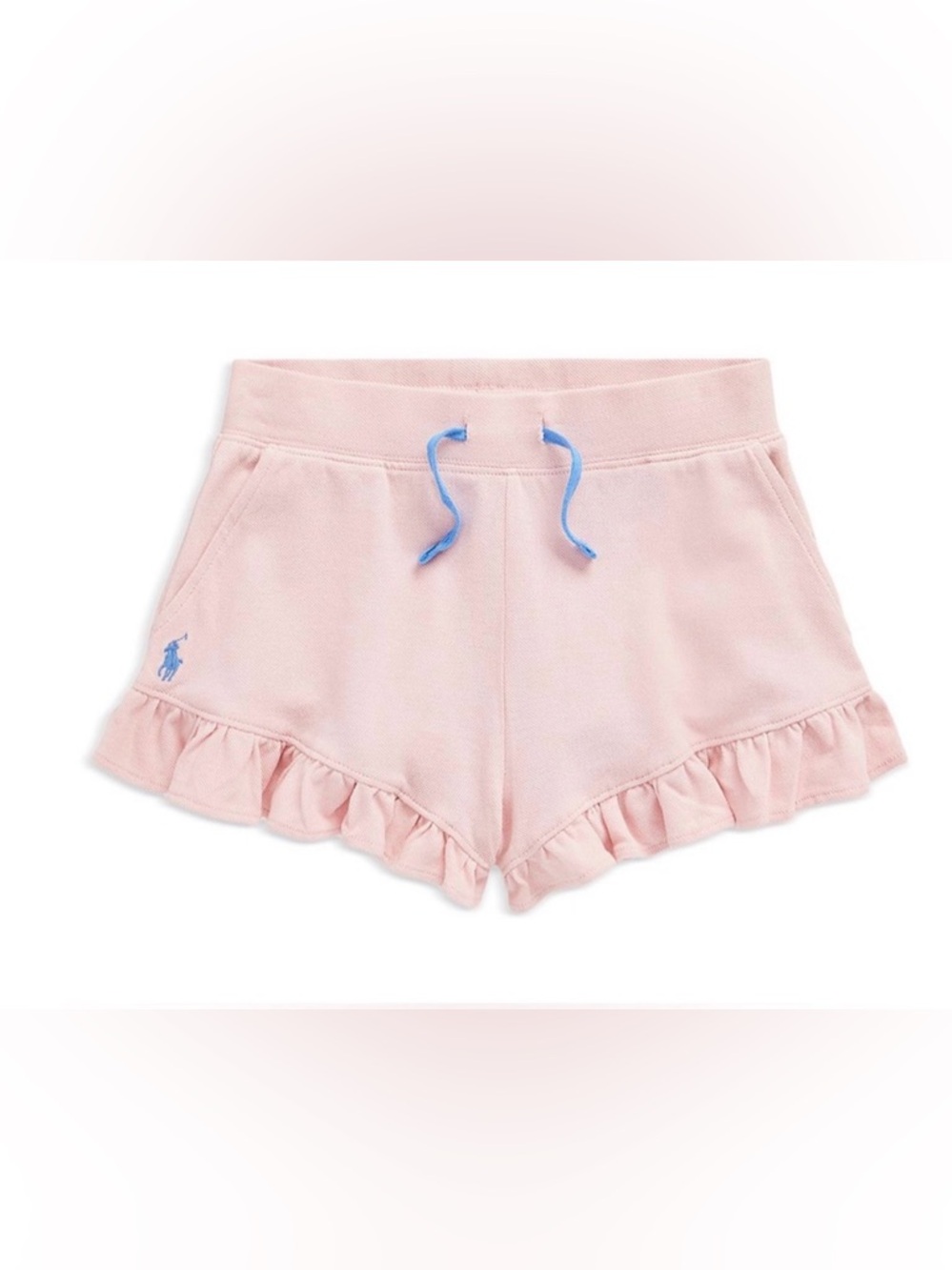 Polo Ralph Lauren Girls' Pink Ruffle Hem Knit Shorts
